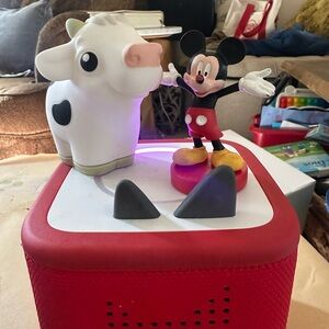 Mickey Mouse and Cow tonies for Tonie Box. Both included